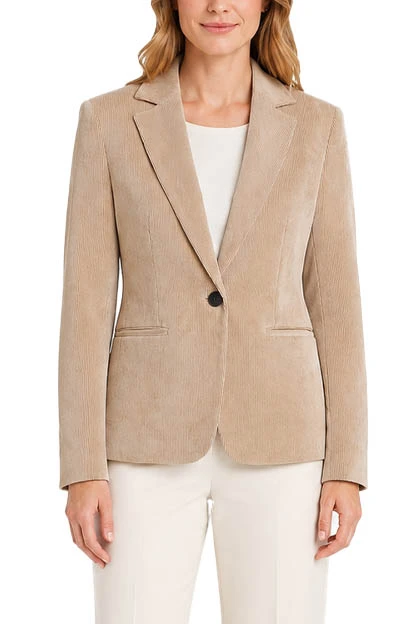 BLAZER MONOPETTO IN CINIGLIA STRETCH CON PINCE DONNA BEIGE