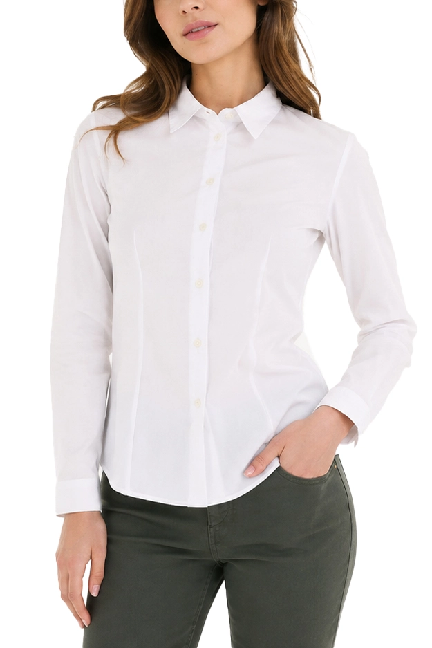 CAMICIA MANICA LUNGA IN MISTO COTONE DONNA BIANCO