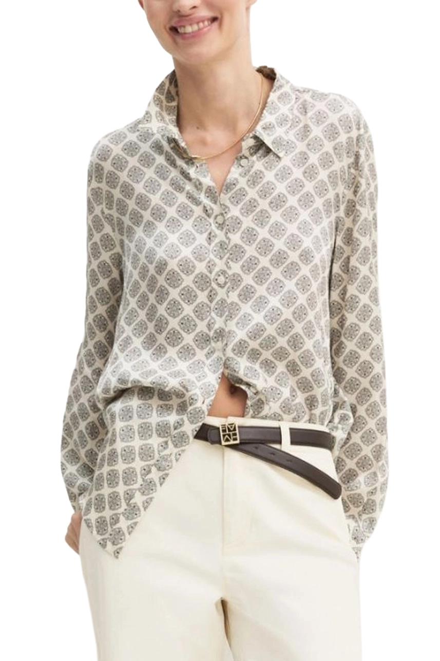 CAMICIA IN RASO DI VISCOSA STAMPATO SEMI LUCIDO DONNA AVORIO