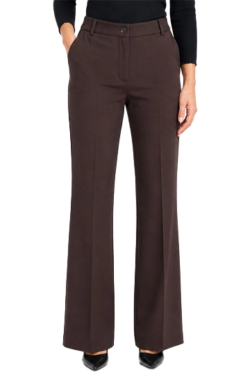 PANTALONE PALAZZO SLIM FIT IN JERSEY CON LAVORAZIONE PUNTO MILANO DONNA MARRONE
