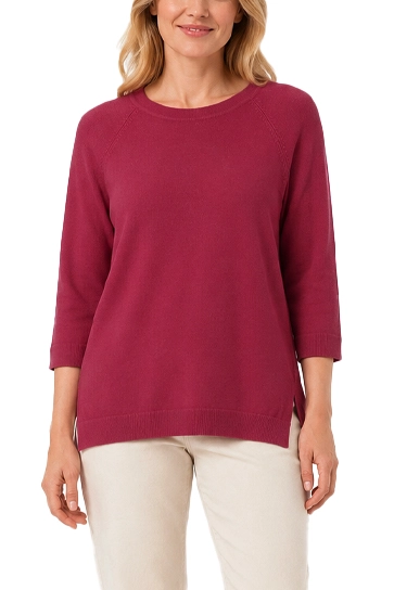 MAGLIA GIROCOLLO  IN VISCOSA STRETCH A RIGHE CON FONDO ASIMMETRICO DONNA BORDEAUX
