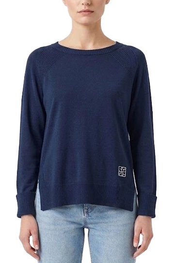 MAGLIA GIROCOLLO IN FILATO DI MISTO VISCOSA CON MANICA RAGLAN BLU