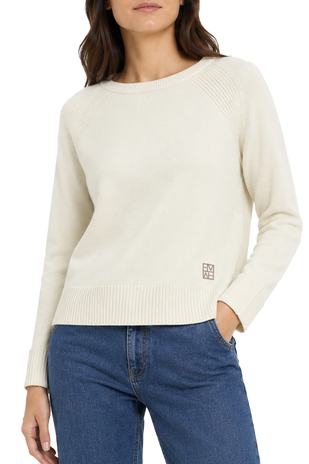 MAGLIA GIROCOLLO IN FILATO DI MISTO VISCOSA CON MANICA RAGLAN AVORIO