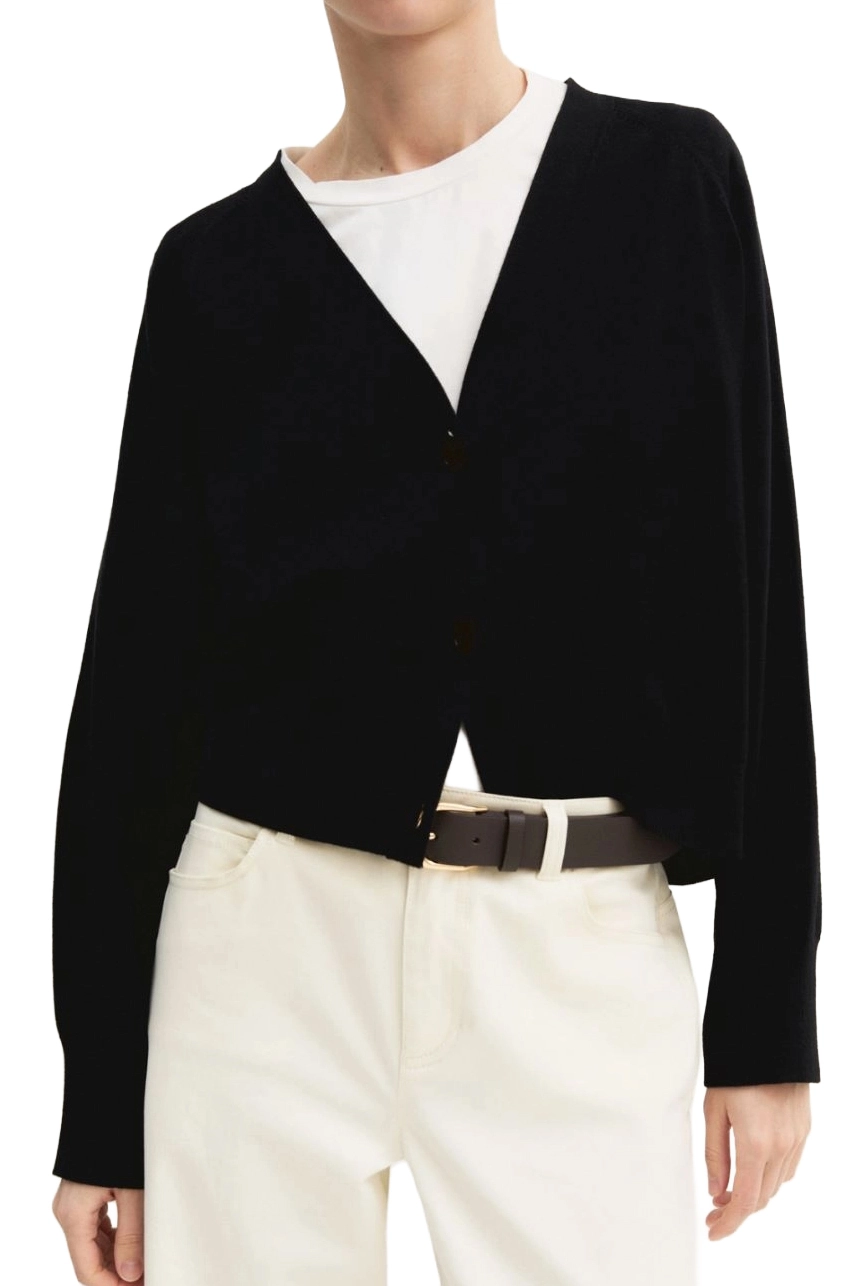 CARDIGAN IN VISCOSA STRETCH CON POLSINI E FONDO A COSTE DONNA NERO