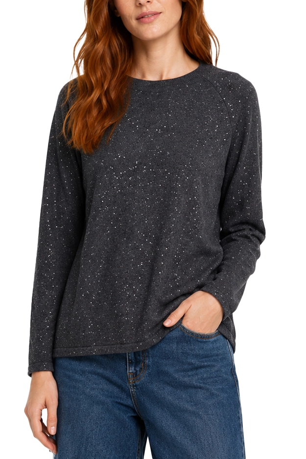 MAGLIA GIROCOLLO  CON LUREX E PAILLETTES DONNA GRIGIO SCURO