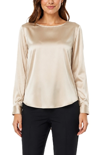 BLUSA IN RASO STRETCH CON SCOLLO A BARCHETTA DONNA GIALLO