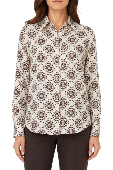 CAMICIA IN TWILL STAMPATO  SEMI ADERENTE DONNA GIALLO