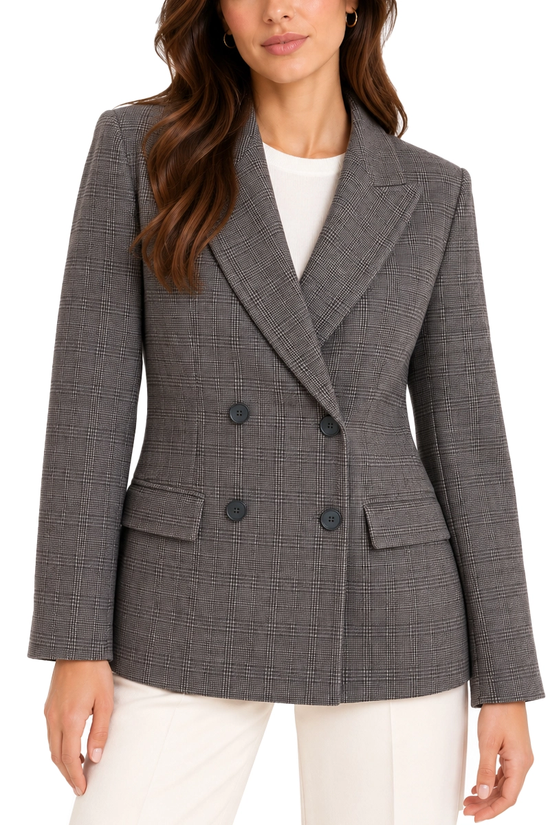 BLAZER DOPPIOPETTO IN JERSEY DI MISTO COTONE DONNA MARRONE
