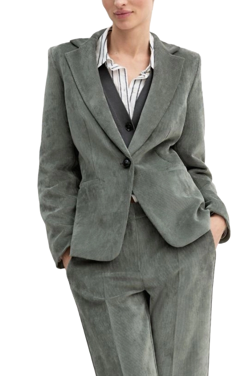 BLAZER MONOPETTO IN VELLUTO CON FODERA INTERNA DONNA VERDE