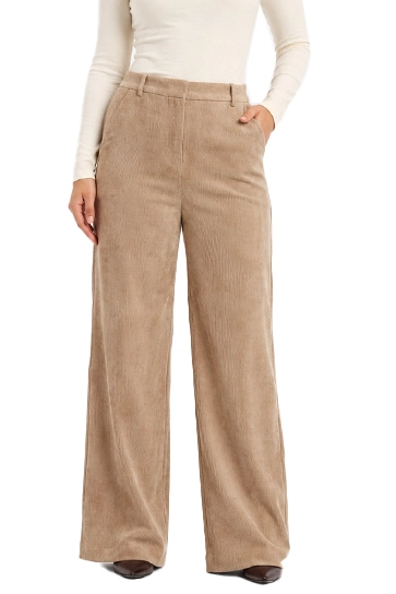 PANTALONE PALAZZO IN VELLUTO STRETCH FIT REGOLARE DONNA MARRONE
