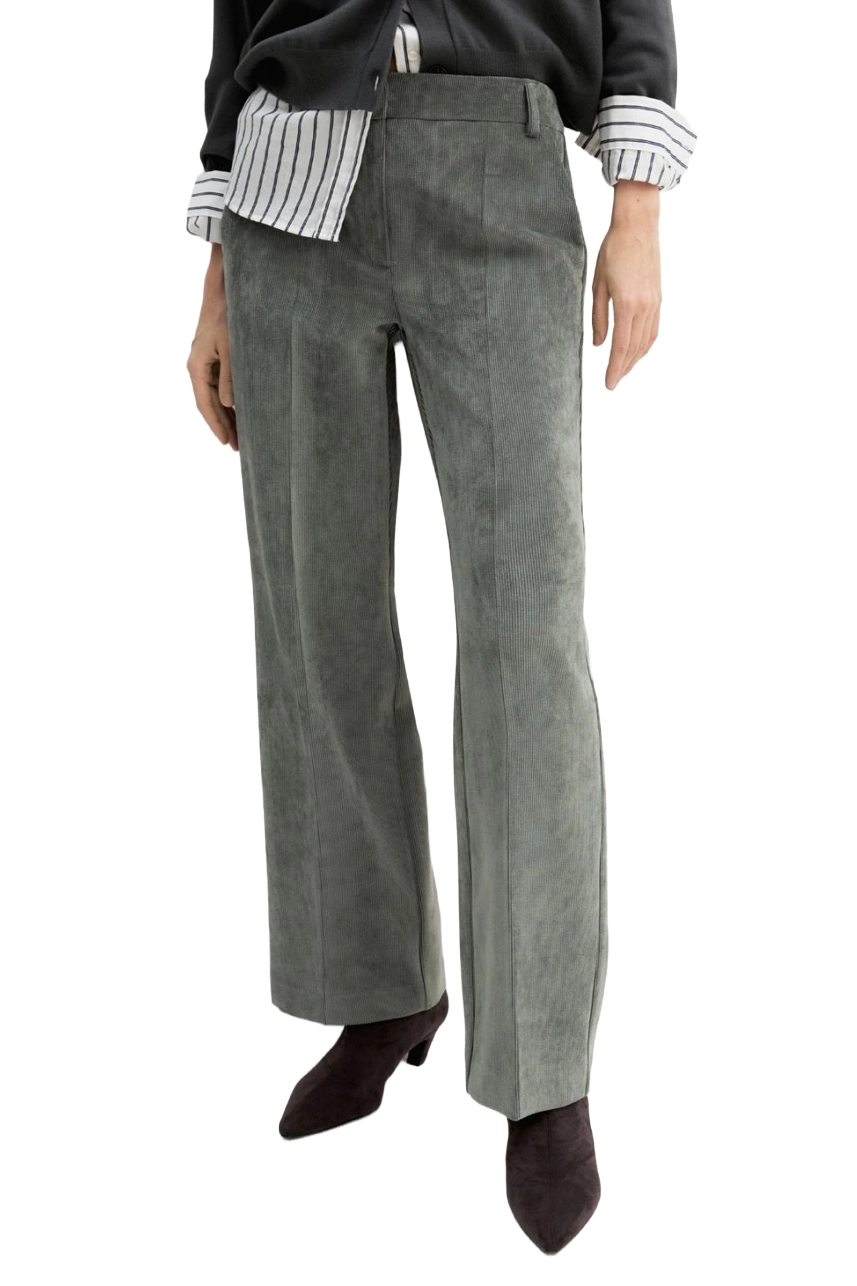 PANTALONE PALAZZO IN VELLUTO STRETCH FIT REGOLARE DONNA VERDE
