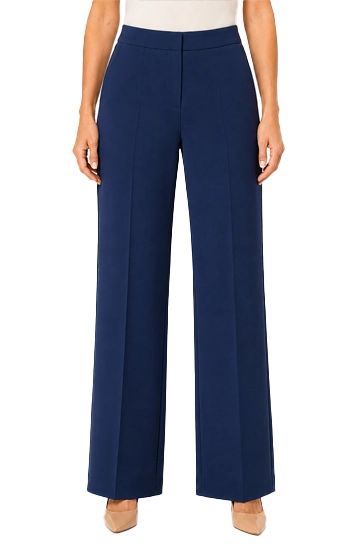 PANTALONE PALAZZO IN TWILL TECNICO BIELASTICO DONNA BLU