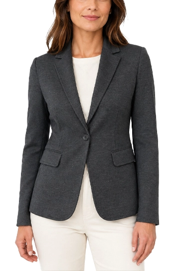 BLAZER MONOPETTO IN JERSEY STRETCH LAVORATO A PUNTO MILANO DONNA GRIGIO