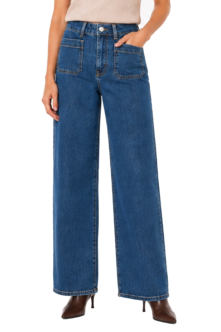 JEANS  PALAZZO CON TASCHE SQUADRATE DONNA BLU