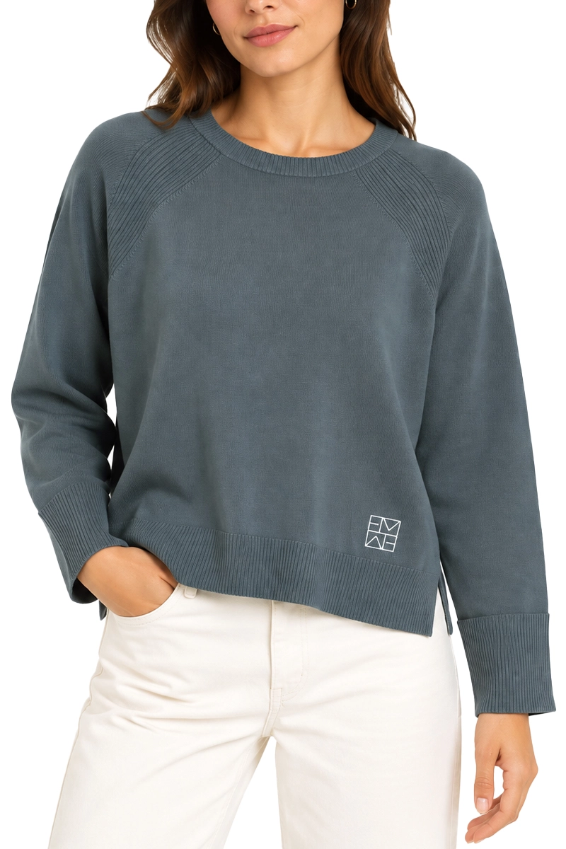 MAGLIA GIROCOLLO IN FILATO DI MISTO VISCOSA CON MANICA RAGLAN VERDE SCURO
