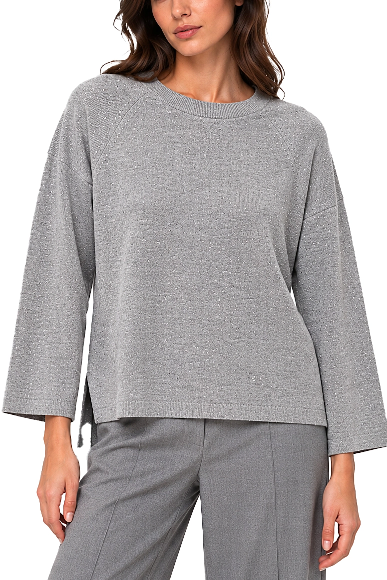 MAGLIA GIROCOLLO  CON LUREX E PAILLETTES DONNA GRIGIO