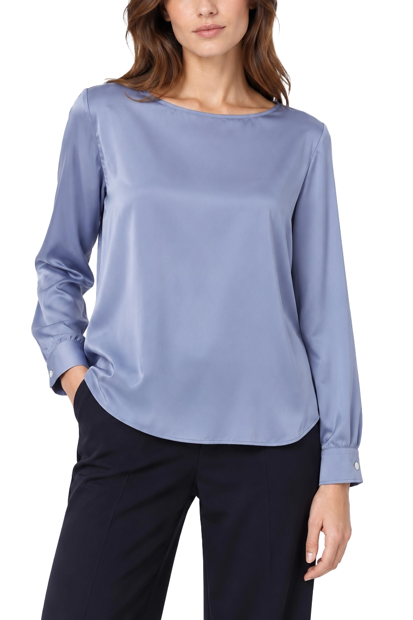 BLUSA IN RASO STRETCH CON SCOLLO A BARCHETTA DONNA VIOLA