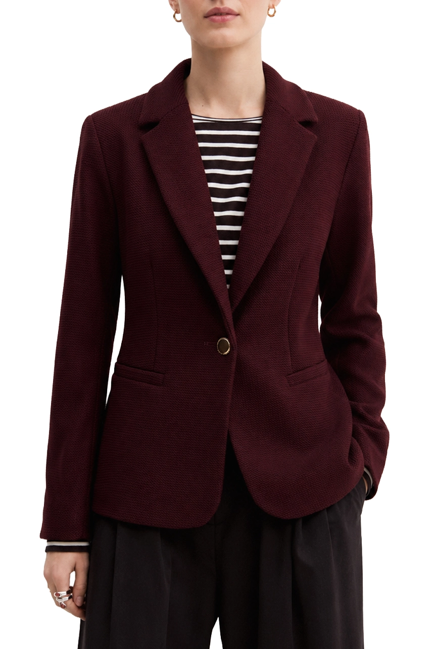 BLAZER MONOPETTO IN STUOIA DI VISCOSA STRETCH DONNA BORDEAUX