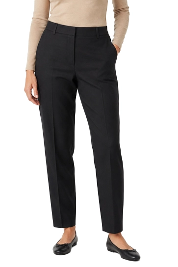 PANTALONI IN MISTO VISCOSA FIT REGOLARE CON PIEGHE STIRATE DONNA NERO