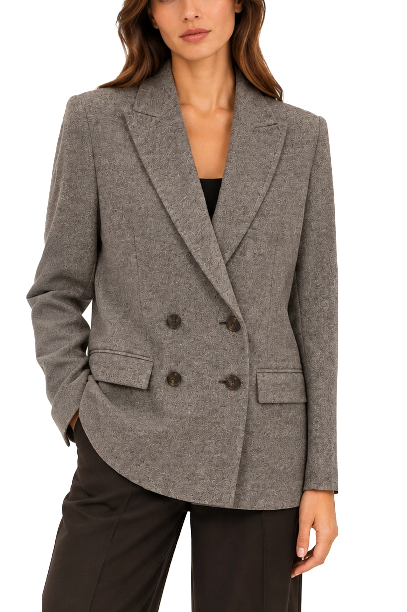 BLAZER DOPPIOPETTO IN JERSEY DI MISTO COTONE DONNA NERO