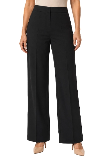PANTALONE PALAZZO IN TWILL TECNICO BIELASTICO DONNA NERO