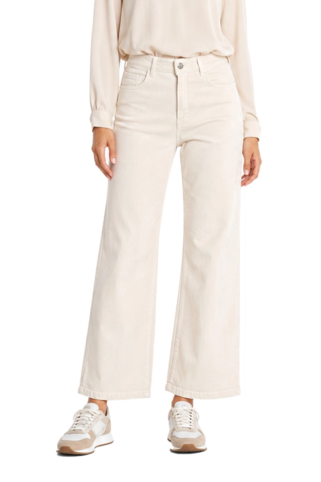 PANTALONE PALAZZO IN GABARDINA STRETCH 5 TASCHE DONNA AVORIO