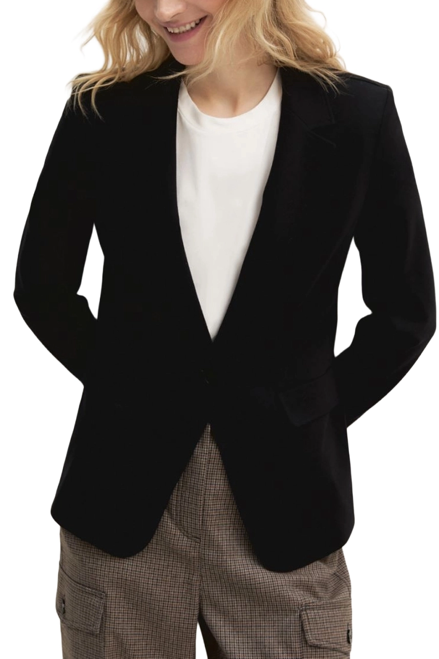 BLAZER MONOPETTO IN JERSEY STRETCH LAVORATO A PUNTO MILANO DONNA NERO
