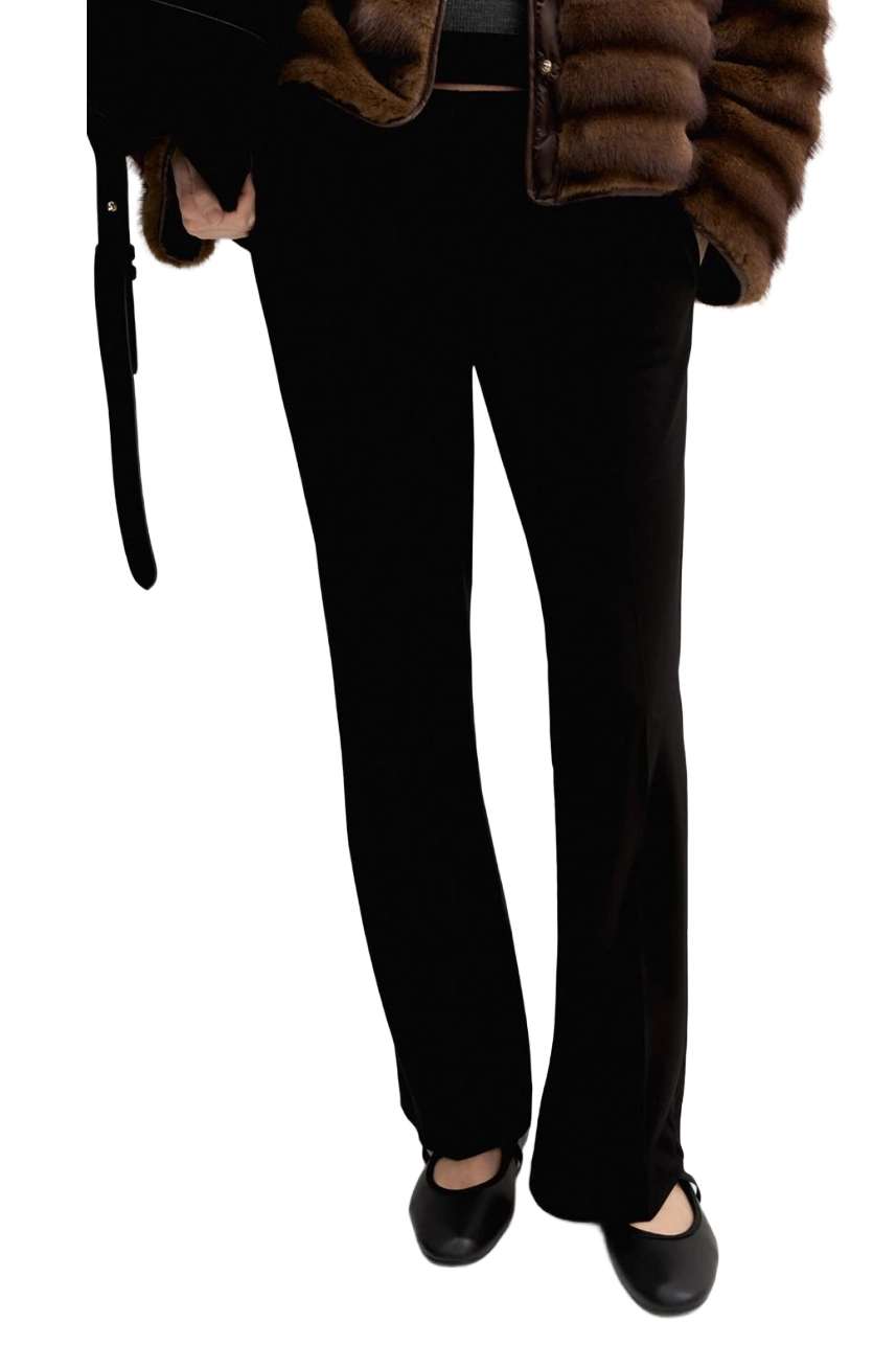 PANTALONE PALAZZO SLIM FIT IN JERSEY CON LAVORAZIONE PUNTO MILANO DONNA NERO