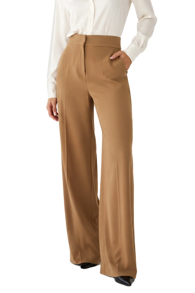 PANTALONE PALAZZO IN TWILL BIELASTICO DONNA MARRONE