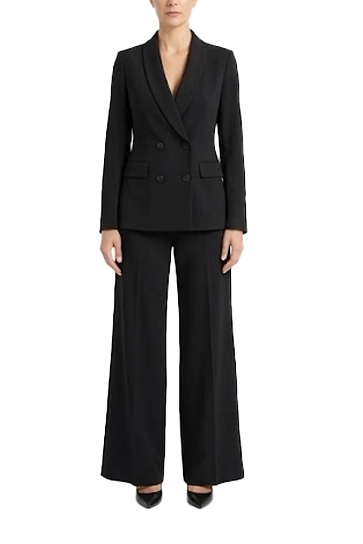 COMPLETO  BLAZER MONOPETTO E PANTALONE AMPIO DONNA NERO