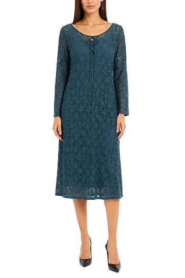 VESTITO LUNGO IN PIZZO CON LACCETTI DONNA VERDE