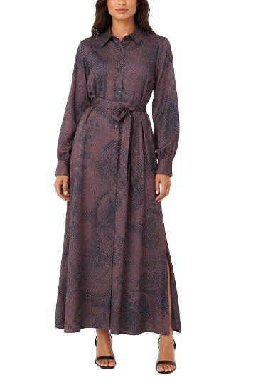 VESTITO CHEMISIER CON PINCE E SPACCHI LATERALI DONNA MARRONE
