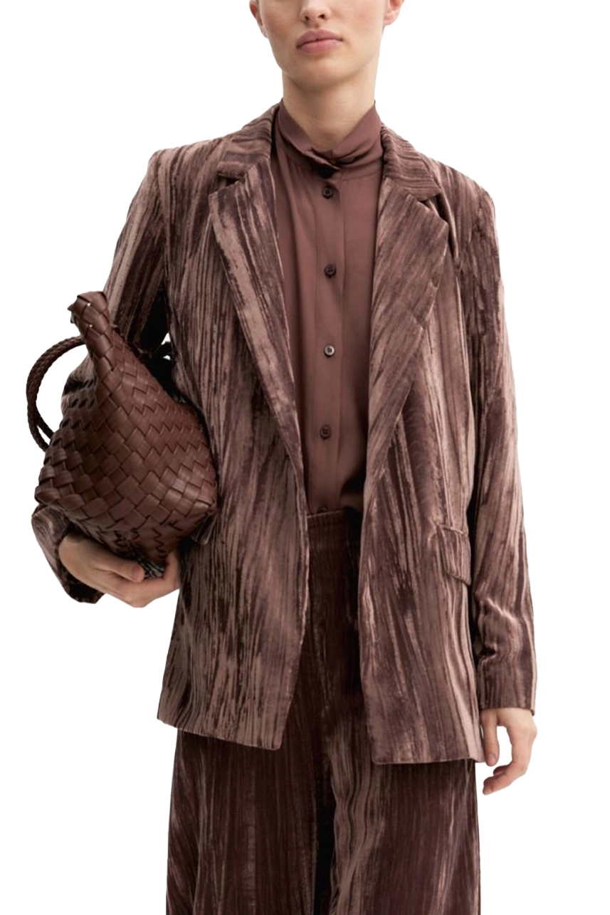 BLAZER MONOPETTO IN VELLUTO CRACKLE CON FODERA INTERNO DONNA MARRONE