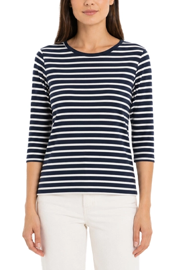 T-SHIRT MANICA TRE QUARTI IN JERSEY DI VISCOSA STRETCH E SCOLLO STONDATO DONNA