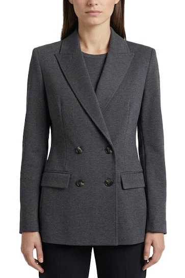 GIACCA DOPPIOPETTO IN JERSEY STRETCH CON PINCE E FIANCHETTI SAGOMATI DONNA GRIGIO