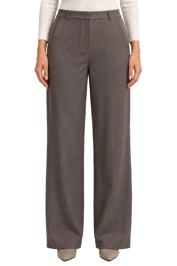 PANTALONE PALAZZO AMPIO IN MISTO LANA STRETCH DONNA TORTORA