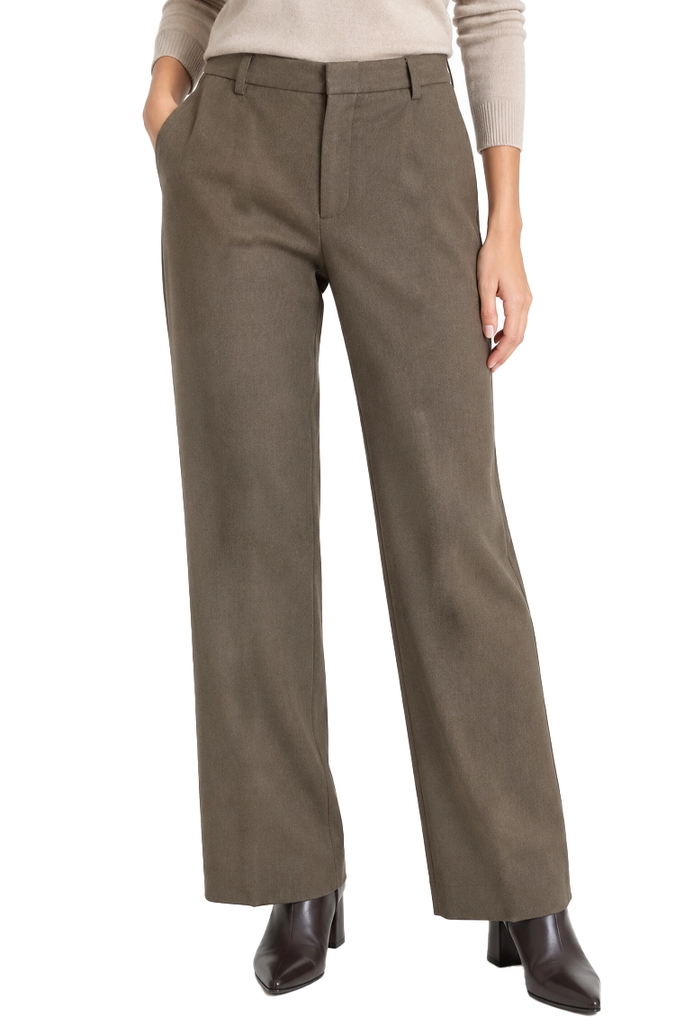 PANTALONE PALAZZO AMPIO IN MISTO LANA STRETCH DONNA MARRONE