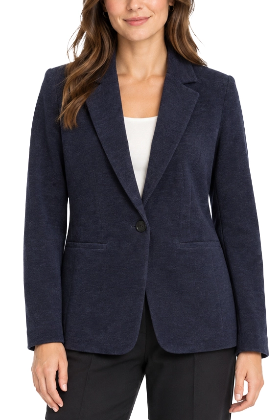 BLAZER MONOPETTO IN CINIGLIA STRETCH DONNA BLU
