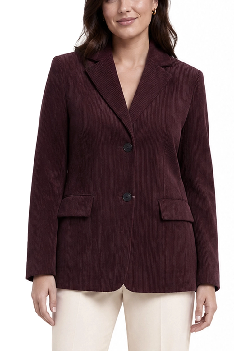 BLAZER MONOPETTO  IN VELLUTO STRETCH DONNA BORDEAUX