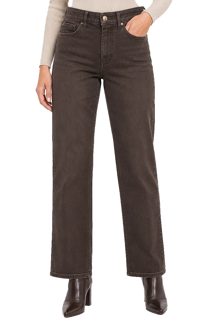 PANTALONI PALAZZO IN TWILL  DI MISTO COTONE STRETCH DONNA MARRONE