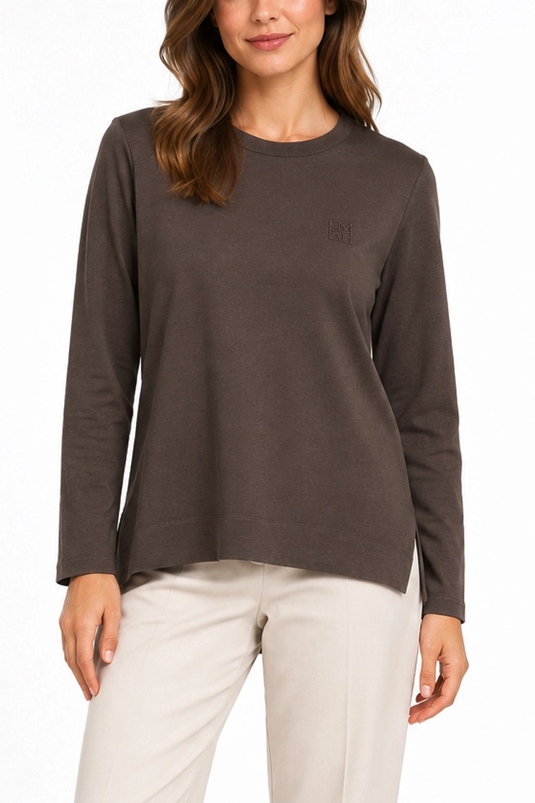 T-SHIRT MANICA LUNGA CON LOGO EMME RICAMATO DONNA MARRONE