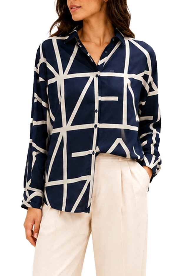 CAMICIA IN TWILL DI VISCOSA DONNA BLU