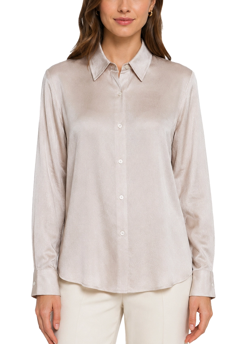 CAMICIA IN RASO MARTELLATO CRINKLE DONNA BEIGE