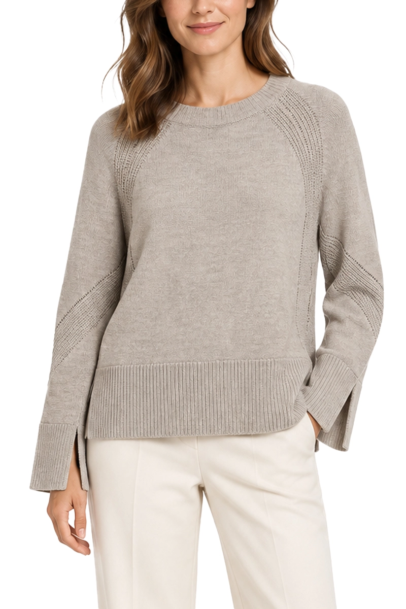 MAGLIA GIROCOLLO IN MISTO LANA MERINOS CON MANICHE RAGLAN DONNA TORTORA