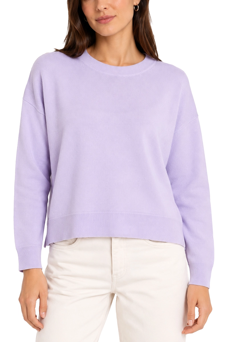 MAGLIA GIROCOLLO IN PURA LANA CON SPALLA LEGGERMENTE SCESA DONNA VIOLA