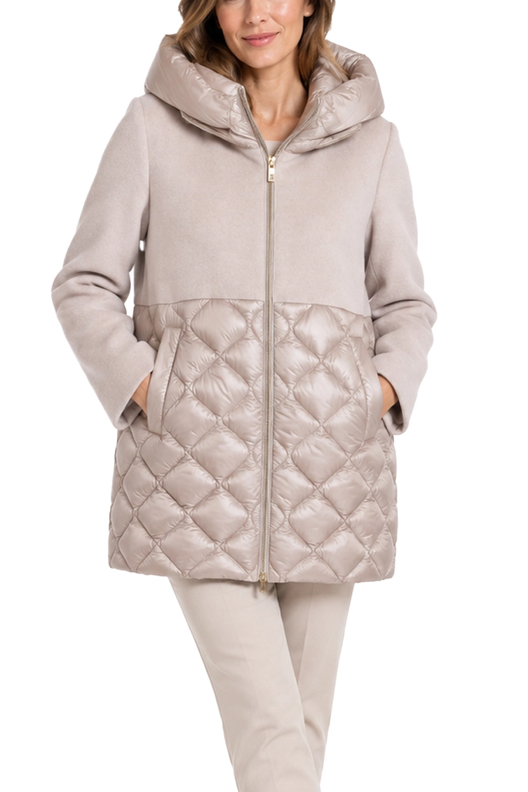 CAPPOTTO CORTO CON PARTE TRAPUNTATA E IMBOTTITURA RIMOVIBILE DONNA BEIGE