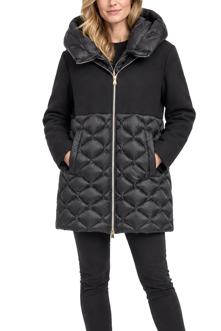 CAPPOTTO CORTO CON PARTE TRAPUNTATA E IMBOTTITURA RIMOVIBILE DONNA NERO
