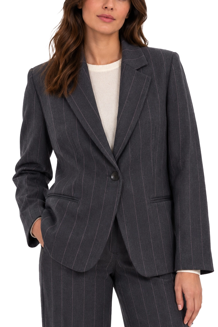 BLAZER MONOPETTO GESSATO DONNA BLU