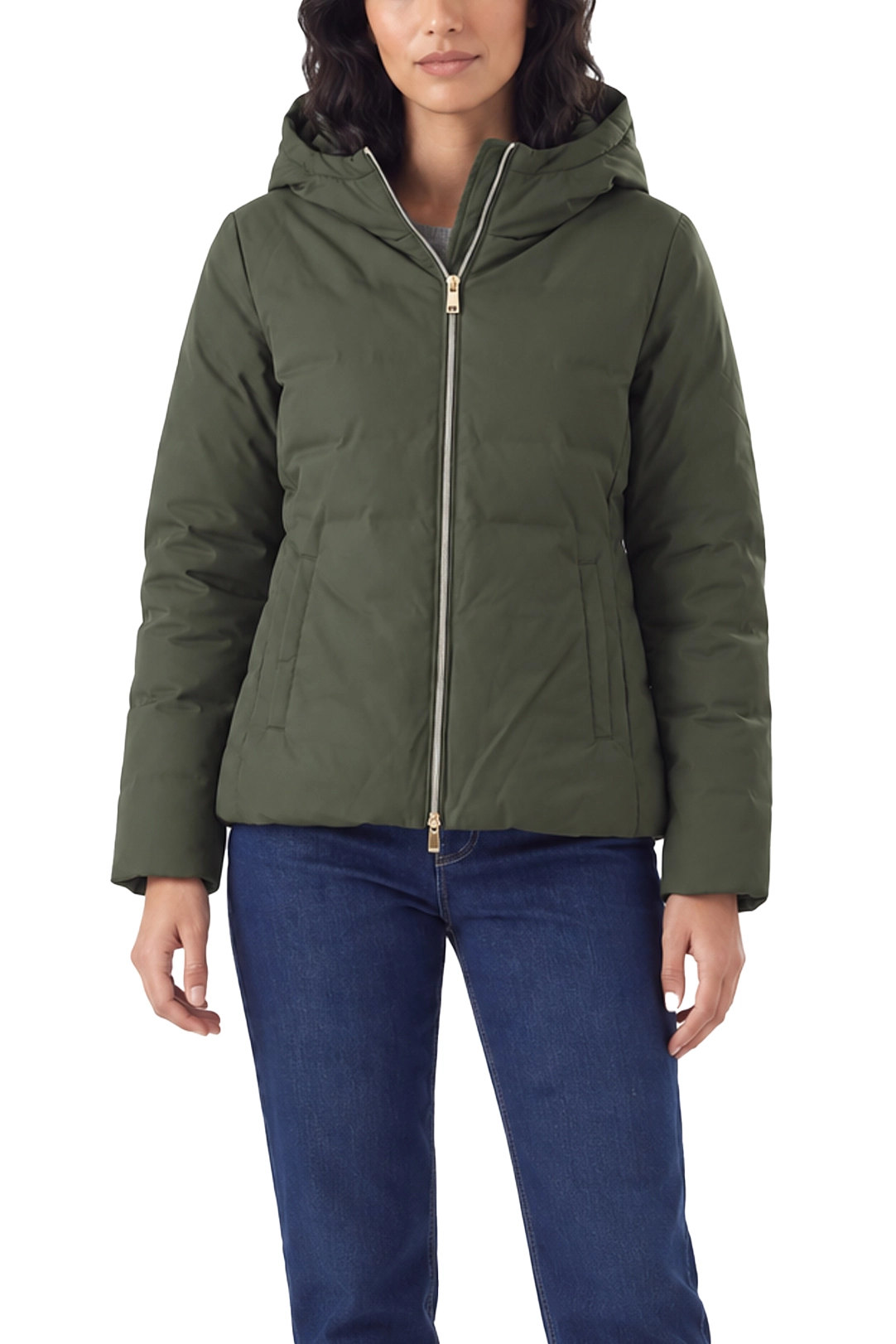 PIUIMINO IMBOTTITO REVERSIBILE CON CAPPUCCIO DONNA VERDE