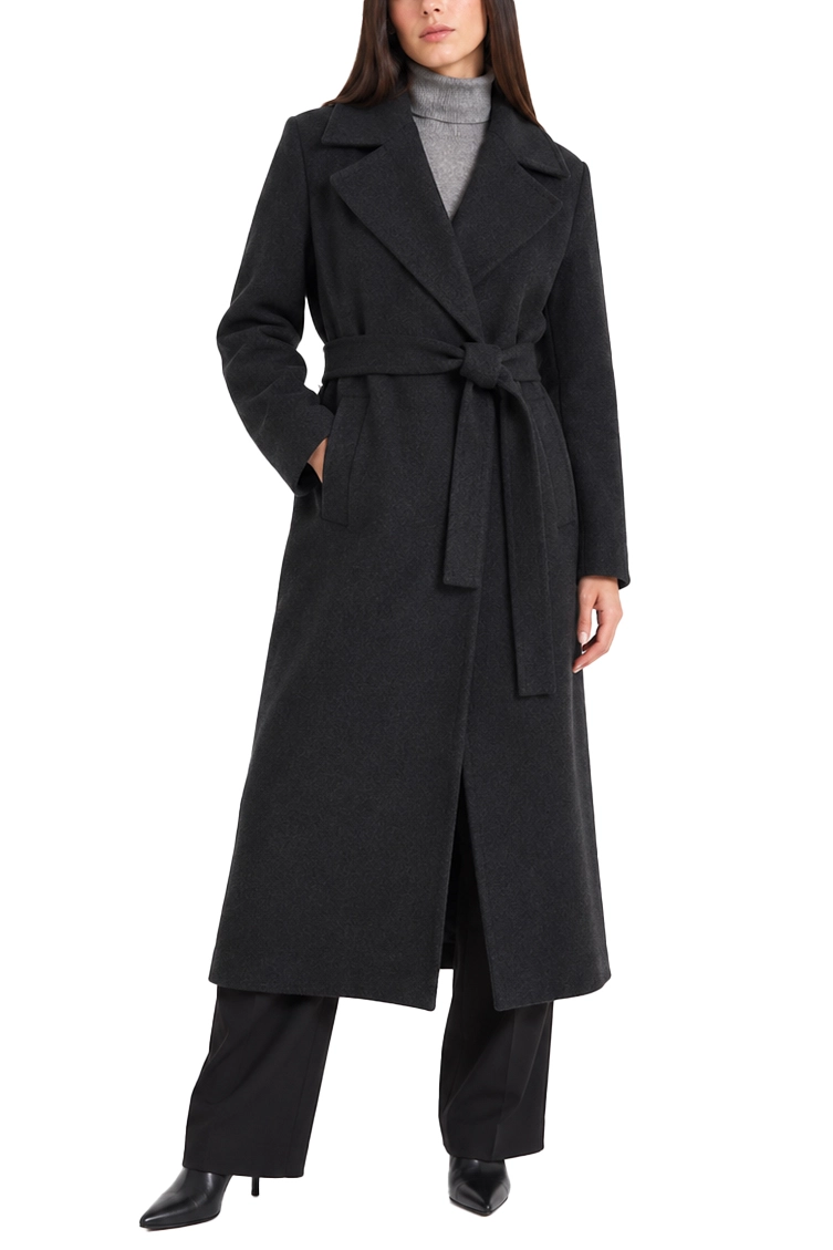 CAPPOTTO LUNGO  DOPPIOPETTO IN MISTO LANA DOUBLE-FACE DONNA ANTRACITE